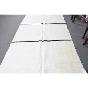 Alfombra Turca Vintage de 4.8x8.2 pies (147x251 cm), Alfombra Kilim Marroquí Blanca - Product Image 1