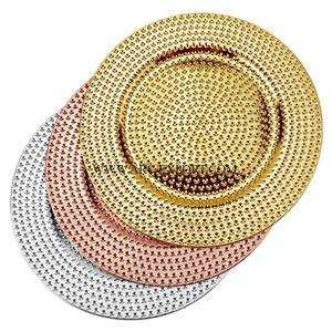 Plaque de table de luxe plaquée cuivre de qualité supérieure décoration assiette de chargeur nouveau look motif mariage et événements assiette de chargeur de service alimentaire - Product Image 4