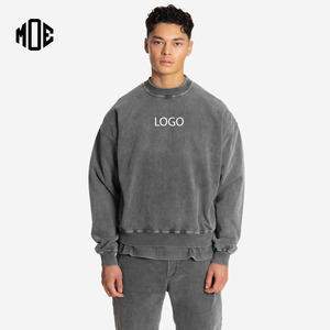 Sweat-shirt à col ras du cou lavé à l'acide surdimensionné PULLOVER Drop Shoulder Heavyweight Thick Vintage Washed Hoodies 100% Cotton - Product Image 1