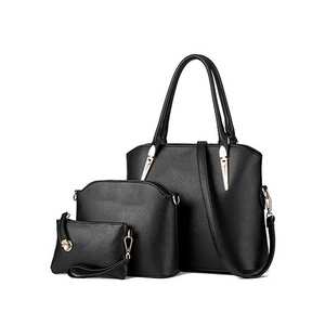 <b>Black</b> PU Leather <b>Tote</b> Handbag Set Women Shoulder <b>Bag</b> Purse With Pouch and Crossbody for Daily Commuting - Product Image 2