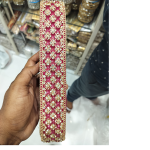 Encaje bordado de trabajo de piedra hecho a medida con diseño de borde de hilo rizado accesorios de trajes de mujer para reventa - Product Image 4