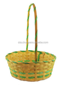 Cesta de Almacenamiento de Pascua Ecológica de Bambú Verde y Rojo Natural Hecha a Mano por Sisu Handicraft - Product Image 5