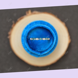 Nouvelle conception demi éternité bague en or blanc bande ronde coupe laboratoire diamant bijoux cadeau fête 925 bague de mariage en argent Sterling - Product Image 3