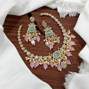 Premium Quality AD CZ Diamond Necklace <b>Set</b> Women Rose Gold Plated Zircon Pearl Custom Shape Weddings Parties Top Indian Style - Product Image 1