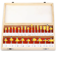 24 buah Set mata Router ujung karbida, batang 1/2 "1/4" 3mm-16mm Diameter pemotong kotak kayu ODM OEM