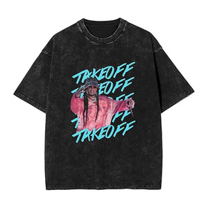 เสื้อยืดกราฟิกลายพิมพ์แบบแอซิดวอชทรงโอเวอร์ไซส์ ผ้าคอตตอนหนา แฟชั่นสตรีทแวร์ ผู้ผลิตเสื้อผ้า - Product Image 4
