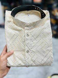 Style Party Wear Kurta para Hombre para Todo Tipo de Funciones con Pijama de Algodón - Product Image 4