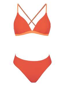 เซ็ตบิกินีสำหรับผู้หญิงชุดว่ายน้ำสองชิ้นคอวีเอวต่ำสายรัดสปาเก็ตตี้แบบผูกด้วยตนเอง - Product Image 4