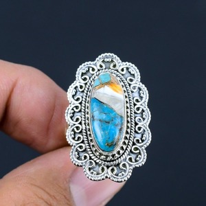 Boho Style 925 Sterling Silver Turquoise Gemstone Ring Bijoux Bague En Argent À La Main Bijoux Pour Femmes Cadeau De Mariage Pour Elle - Product Image 2