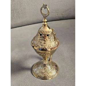 High Shinny Brass <b>Incense</b> Burner Cross on Top Religious Luxury Item Decorative Censer Fragrances Diffuser <b>Incense</b> Burner - Product Image 5