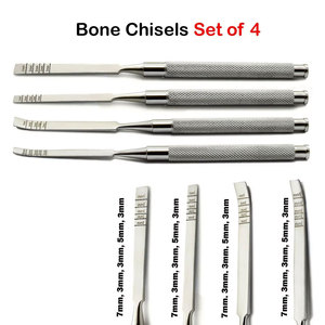 Juego de 4 cinceles dentales Extracción de división ósea de cresta quirúrgica curva recta - Product Image 2
