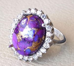 Bague pour femme en argent sterling 925 avec pierre précieuse turquoise cuivre violette naturelle, bague empilable pour le mois de décembre, cadeau de Noël - Product Image 4