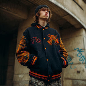 Veste universitaire surdimensionnée pour homme, hiver, broderie OEM, 100% laine, logo sur la manche, respirante, coupe-vent - Product Image 6