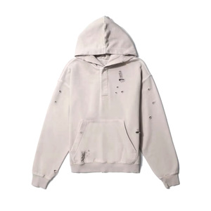 Sudadera con capucha de moda con estilo para hombre, hecha a medida, 100% algodón, estampado desgastado, logotipo bordado, talla de invierno XS - Product Image 4