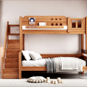โครงเตียงสองชั้นไม้มะฮอกกานีแท้สำหรับเด็ก - Product Image 1
