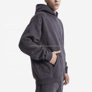 Vendeurs de sweats à capuche personnalisés en gros, sweat à capuche oversize uni sans cordon de serrage, 450 grammes, pour hommes, 80% coton, 20% polyester - Product Image 4