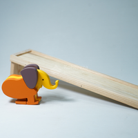 Amusant Montessori Rampe en bois Marche Éléphant Jouet Pull & Walk Jouet pour enfants