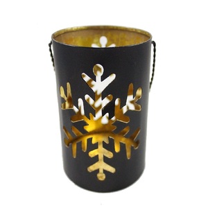 Soporte de luz de té para el hogar Diwali decoración Navidad y dormitorio encimera Caffey hecho a mano negro dorado forma redonda personalizada - Product Image 1