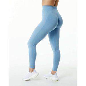 Tissu en tricot sans couture 51% Polyamide 38% Polyester 11% elasthanne fuselé taille haute lavé Denim Legging sans couture pour femmes - Product Image 3