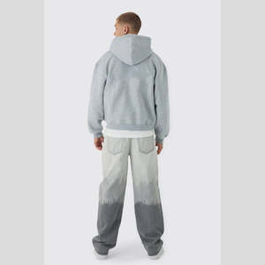 OEM 100% Cotton Pullover Hoodies for <b>Men</b> Premium Oversized <b>Zip</b>-<b>Up</b> hoodie and pants Customizable Blank Customised Solid Hoodies - Product Image 3