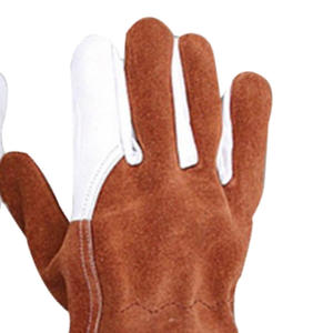 Guantes de soldadura de algodón/cuero hasta el codo con resistencia al calor transpirables y antideslizantes para soldadura de arco MIG de alta resistencia - Product Image 2