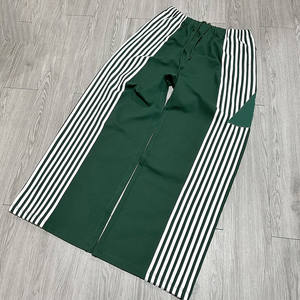 <b>Men's</b> Curved Striped Straight Knit Sweatpants Custom Green Color Track Sweat Pant Wide Leg Striped <b>Men's</b> Sweatpants With Stripes - Product Image 2