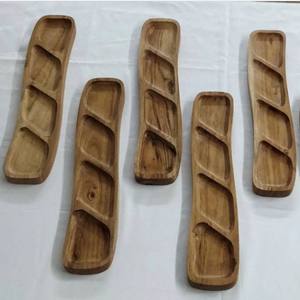 Plateaux de service en bois naturel avec plateau de service alimentaire pour café, boisson et Dessert de lameterartz - Product Image 6