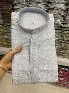 Nouveau gros hommes de haute qualité rayonne Kurta pyjama ensembles à la mode tissé longue tenue occasionnelle mariages fêtes-modèle fantaisie - Product Image 4