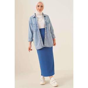 Jupe bleue taille 38-42 d'origine turque à motif régulier - Product Image 2