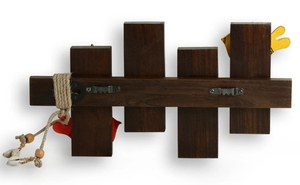 Oiseaux sur planches Warli porte-clés peint à la main en bois de Sesham 6 crochets porte-courrier monté pour la maison porte murale porte-clés - Product Image 2