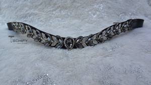 Bandeaux équestres en cuir véritable de haute qualité pour chevaux avec chaîne en cristal dans de nombreuses couleurs Dressage Brow band - Product Image 4