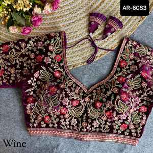 Tamaño libre más hermoso bordado pesado Real diamante trabajo hecho a mano blusa indio y paquistaní boda Festival desgaste listo para usar - Product Image 3