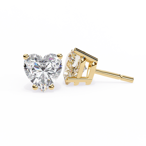 Hermosos Pendientes de Oro de 18K con Diamante de Corte Esmeralda Cultivado en Laboratorio, Joyería de Oro de 14K en Forma de Corazón - Product Image 5