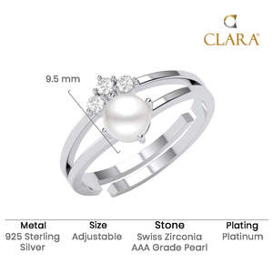 Bague pour femme en argent sterling 925 pur de qualité supérieure avec pierre de perle et diamant taille coussin - Product Image 5