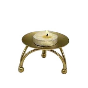 Handmade Gold-Finished Metal Candlestick Miniature Home Decor Art Gift for <b>Christmas</b> Scented Candleholder by SCI - Product Image 1