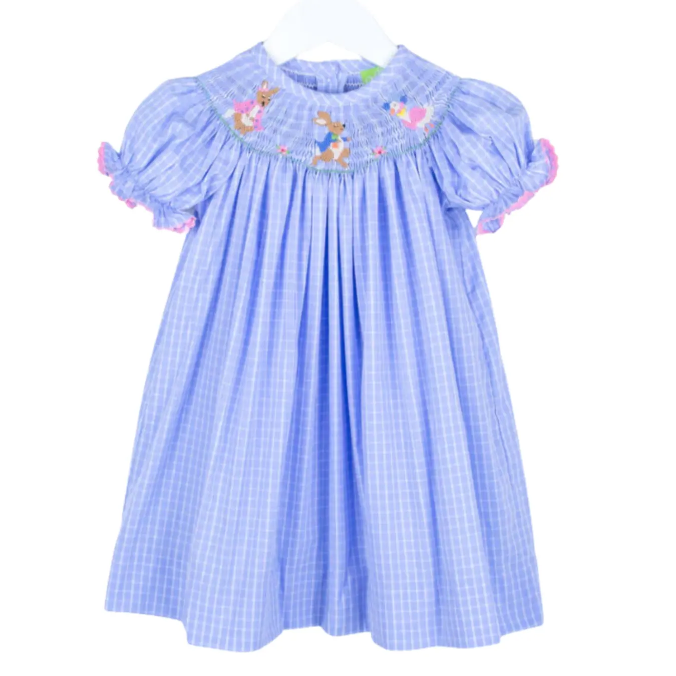 Enfants Vêtements Fille Main Smocké Robe Jour De Pâques Avec Lapin Lapin Broderie Conception Personnalisée En Gros Du Vietnam