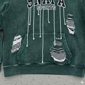 Sudadera con Capucha de Alta Calidad para Hombre, Estilo Urbano, Personalizada, de Algodón Puro, con Detalles Desgastados, Estilo Vintage, Bordada - Product Image 6