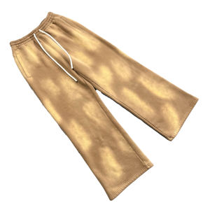 Pantalones de chándal de pierna ancha de felpa francesa de peso pesado para hombre, pantalones acampanados holgados lisos en blanco, Impresión de lavado ácido personalizada - Product Image 1