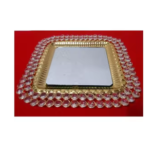 Bandeja de cristal cuadrada clásica moderna elegante hecha a mano elegante único logotipo personalizado impresión al por mayor bandeja de servicio para boda - Product Image 1