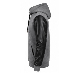 Premium Quality Customized Logo Solid Hooded Leather Sleeves Hoodies Fashion <b>Clothing</b> Long Sleeves Waterproof Windproof - Product Image 2