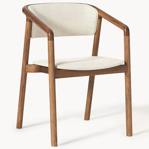 Chaise de salle à manger élégante d'extérieur en teck naturel avec un design moderne, chaise en bois avec coussin - Zifana - Product Image 1