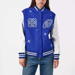 Chaqueta Universitaria Varsity de Alta Calidad al por Mayor OEM 2025, Chaqueta Casual Unisex de Lona con Letras para Mujer, Diseño Recubierto - Product Image 3