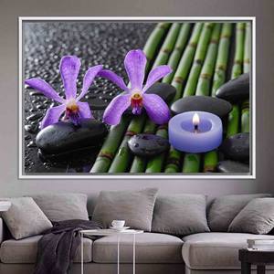 Elegante arte de pared Zen Bamboo Grove - Panel de lienzo impreso, lienzo con marco blanco - Product Image 1