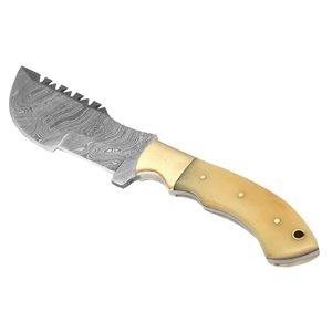 Couteau multifonctionnel à lame fixe Damas Tracker Outil d'extérieur avec gaine en cuir et poignée confortable - Product Image 6