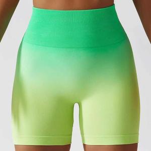 2025 Custom Logo <b>Women</b> Knee Gym Breathable <b>Yoga</b> Tie Dye Push up High Waist Seamless Gradient Scrunch Butt Nylon Spandex <b>Shorts</b> - Product Image 3