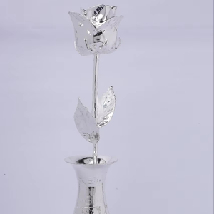 Jarrón de rosa de cristal plateado de gama alta, centro de mesa elegante para bodas, hoteles y salas de exposición para el Día del Padre y Halloween - Product Image 1