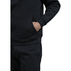 Kangroo Style Solid Black Pullover <b>Hoodie</b> for <b>Men</b> & Women Polyster/Cotton <b>Lined</b> Zipper-Up Casual Design for Winter Season - Product Image 4