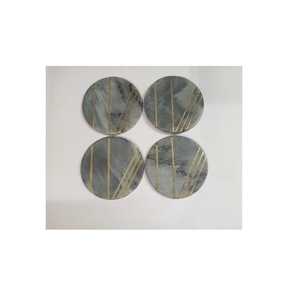 Posavasos de diferentes tamaños de diseño elegante para el hogar de mármol negro y latón ecológico, producto de gran venta de alta calidad - Product Image 1