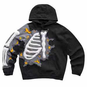 Sudadera con Capucha de Felpa para Hombre, Estilo Urbano, Estampado Puff, Ajuste Regular, Transpirable, 100% Algodón de Alta Calidad - Product Image 1