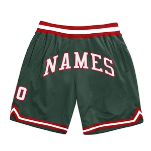 Industrie Direct Engro Sportswear Basketball <b>Shorts</b> Custom Hunter Green <b>White</b>-Red Authentic Throwback Basketball <b>Shorts</b> - Product Image 1
